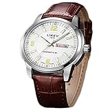 DRKJ Herrenuhr, Watch Herrenwoche Doppelkalender Mode Herrenuhr Business Stahl Gürtel Quarzuhr Wasserdicht Leuchtende Nicht Mechanische Uhr