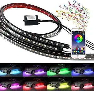 Automaze Undercar Light, Underglow led Light kit, 4Pcs Car High Intensity Neon Light Atmosphere Decorative Lights Strip,Underbody System Waterproof Tube RGB Color with Sound Active and Wireless APP Control