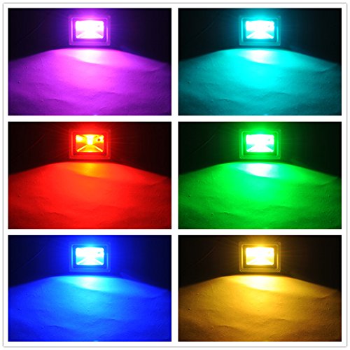 Amzdeal 10W LED RGB 16 Farben Fluter Außen mit Stecker inkl. Fernbedienung - 6