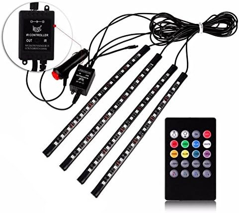 Hrph LED Car Interior Lights,12V 4Pcs Car RGB LED DRL Strip Light Car Auto Decorative Flexible LED Strips Atmosphere Waterproof Lamp Light Kit