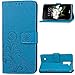 Produktbild SRY-case LG k7 Fall, Einfarbig Synthetische PU Ledertasche Magnetische Schließung Brieftasche Fall Lucky Clover Embossing Blumen-Kasten-Abdeckung für LG k7 (Color : Blue, Size : LG K7)