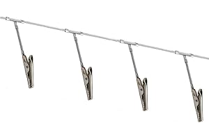 DEEKOUDT Multi-Purpose Steel Wall Hanging Display Wire Rod with 12 Clips Wall Mounted Photo Display for Hanging Photos, Postcards, Notes and Artwork in Your Home, Bedroom and Office (Alligator Clip)