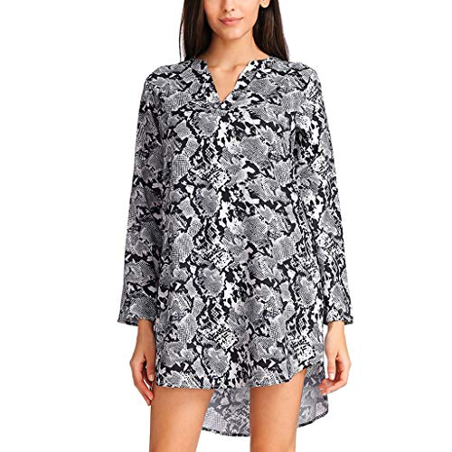 ?? Vestido de Mujer de Piel de Serpiente, Manga Larga para Mujer con cinturón con Cuello en V Vestido Partido Damas Fiesta Maxi Informal Absolute