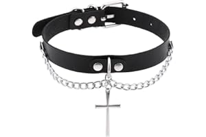 LAFATINA PU Leder Kreuz Choker Kragen Halsketten für Frauen Mädchen Punk Modeschmuck Damen Halsketten einstellbar
