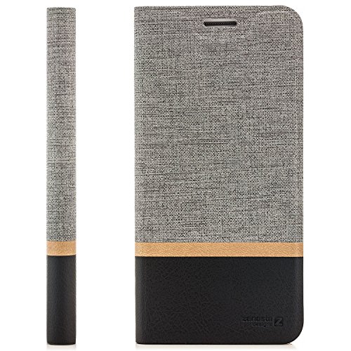 Zanasta Designs Funda Sony Xperia Z5 Compact Cubierta Carcasa Flip Case Tapa Delantera con Billetera para Tarjetas Protectora de Alta Calidad  Cierre Abatible Gris