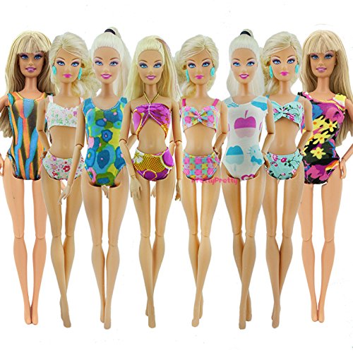 E-TING 5 Sets hechos a mano de baño playa bikini bañadores trajes de baño para muñecas Barbie Regalo