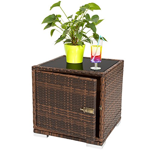 TecTake 2x Aluminium Polyrattan Sonnenliege + Tisch Gartenmöbel Set – schwarz braun – inkl. 2 Bezugsets + Schutzhülle, Edelstahlschrauben - 3