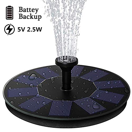 Xins-Yonha Solar Water Pump, Upgraded Solar Fountain Pump With Battery Backup 2.5W Flower-shaped Freestanding Floating Brushless Solar Water Pond Pump for Outdoor Bird Bath Garden Pond Pool