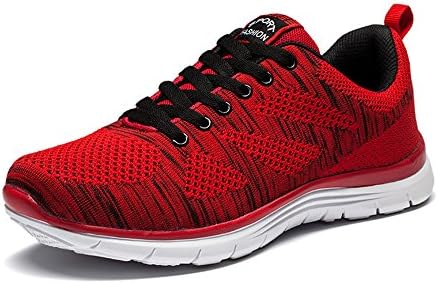 Mens Trainers Lace up Gym Sport Running Casual Lightweight Shoes Black Blue Grey Red Red 44