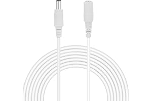 Dericam Universal 3 Metri Cavo di prolunga di alimentazione per caricabatterie da parete adattatore, cavo di prolunga 12V CC, dimensioni connettore 5,5 mm x 2,1mm, 12V-3M, Bianca