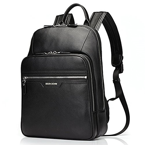BISON DENIM Echtleder Rucksack Schule Laptop Rucksack Stilvolle Reise Wandern Business Daypack