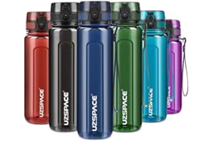 UZSPACE Botella de Agua Deportiva 500ml-750ml-1000m,Botella de Agua Tritan Ecológica y sin BPA. Reutilizable con Tapa a Prueba de Fugas para Correr, Gimnasio, Yoga, al Aire Libre y Acampar
