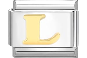 papasgix Italian Charms Gold Letter A-Z Italian Modular Charm Link fits all 9mm Bracelet Retro Personality Vintag Charms Bracelets Accessories