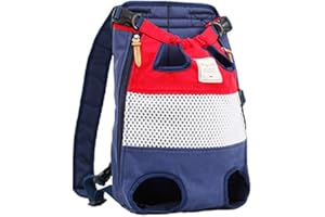 Tineer Zaino per Animali Domestici,Regolabile Dog Front Legs out Carrier Backpack Il Sacchetto di Mano Libero Viaggi,Easy-Fit per 5-12KG Piccole Medie Gatti Cani attività all'aperto (Rosso Blu)