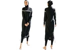Odizli Maillot de bain musulman pour femme - Burkini islamique - Manches longues - Soutien-gorge intégré - Maillot de bain 3 pièces - Couverture complète