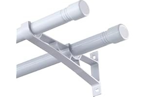 Harrms Barra de cortina doble, barra de cortina blanca de 76 a 186 cm, barras de metal extensibles, para oscurecer la habitación, barra de cortina opaca para cortinas con ojales