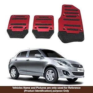 Oshotto 3 Pcs Non-Slip Manual CS-373 Car Pedals Kit Sports Pad Covers Set Compatible with Maruti Suzuki Swift Dzire 2012-2020 (Red)