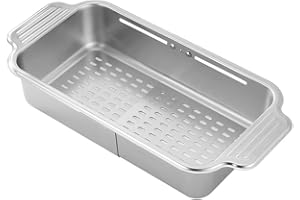 AOTUMUT Colino estensibile in acciaio inox Colino sopra il lavello Colino di scarico Cestello Scolare verdure, frutta, pasta e stoviglie