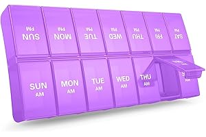 ANNWER Weekly Pill Organizer AM PM, Barhon 7 Day Large Pill Box Pill Case 2 Times a Day(Purple)