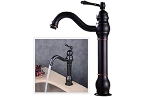 Ulable Nostalgie - Grifo monomando para lavabo (giratorio 360°, con válvula Pop Up), color negro