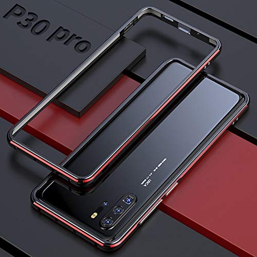 Preisvergleich Produktbild SOOCX Kompatibel für Huawei p30 pro Fall, ultradünne metallstoßstange stoßfest fallschutz Kratzfest case matt Shell metallic fühlen 6,47 Zoll case (Color : Black red)