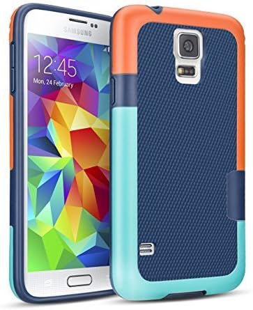 Galaxy S5 Case, 3 Color Hybrid Dual Layer Shockproof Case [Extra Front Raised Lip] Soft TPU &amp; Hard PC Bumper Protective Case Cover for Samsung Galaxy S5 I9600 GS5 G900V [Blue]