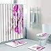 Produktbild Xmansky Blumen-Serie Duschvorhänge Badematten Set 4tlg, Badgarnitur Badezimmer Matte Set Dusch Bade Matte Vorleger Teppich für Schwimmbad Toilet