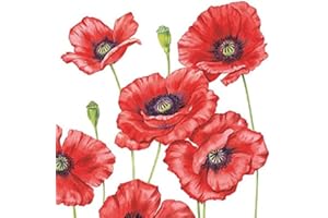 Crafty Things 4 x Paper Napkins - Romantic Poppy - Ideal for Decoupage/Napkin Art