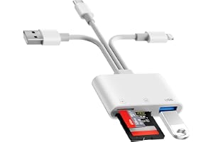 【Apple MFI Certifierad】 SD kortläsare iPhone, USB-C & Lightning & USB-A minneskortsläsare Stöd för SD/TF/USB-anslutning, SD-k