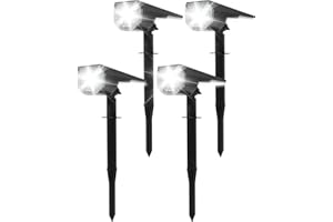 Biogyn 4 pezzi Faretti Energia Solare Esterno con 32pz LED/cad. Lampada Super Luminosa, Luci per Cortile, Luci per Sentieri, Lampade Solare da Giardino, IP65, Ricarica Energia Solare, Bianco (4 Pezzi)