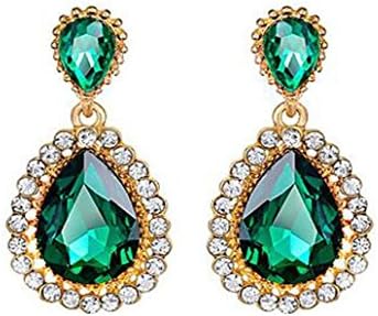 GYJIN Women's Elegant Green Emerald AAA Zircon Crystal Drop Earrings for Wedding Party , green , one size