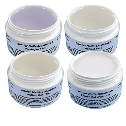 Immler-Nails-Cosmetics UV-Gel Set Haft, Aufbau, Versiegelung, French weiß, 1er Pack (1 x 16 ml)