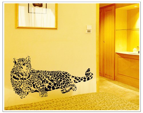Riesige Gepard Wand Aufkleber Leopard Jaguar Wand Abziehbild Vinyl entfernbares Wandbild für Wohnzimmer Schlafzimmer Schwarz - 6
