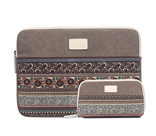 15 Zoll Laptoph  lle  Boh  me Stil Canvas-Gewebe H  lle Sleeve Tasche f  r Laptop   Notebook Computer   MacBook   MacBook Pro   MacBook Air Licht Grau