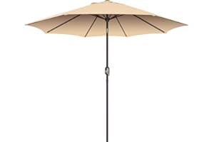 Mansader 2.7M Garden Parasol Umbrella, UV Protect Patio Umbrella with Push Button Tilt & Crank Handle