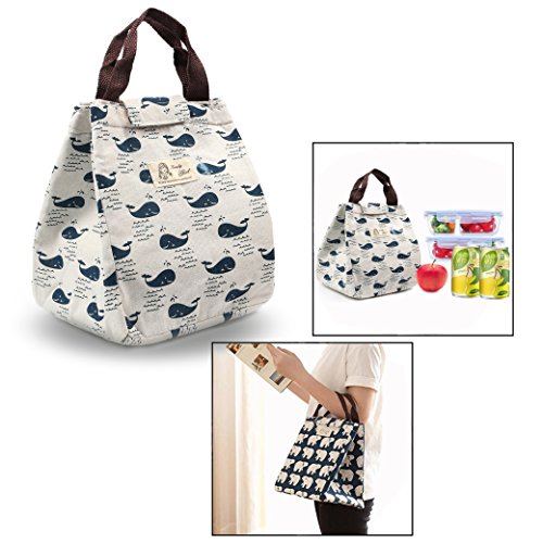 OFKPO Sac de Déjeuner, Sac Isotherme Portable Motif de Baleine, Sac Réutilisable pour Enfants Pique-nique