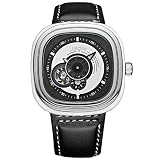 Gute Einzigartig Eckig Herren Automatik Mechanik Mechanisch Armbanduhr Militär 3ATM Schwarz