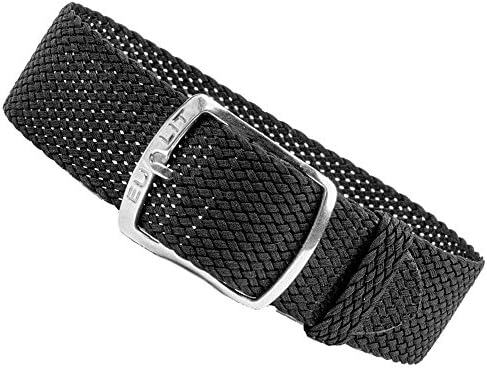 Kristall XL Replacement Band Perlon Strap Textile Strap black leather, braided, waterproof 25589S, width:10mm