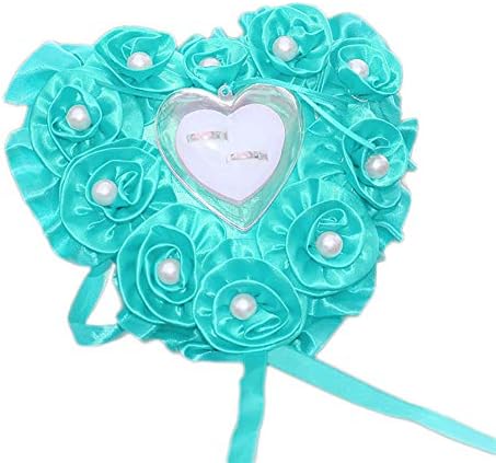 jianchangsheng Fashion Flower Heart Ring Storage Case Earrings Faux Pearl Protector Wedding Box Wedding Ring Box Setting Lake Blue onesize
