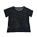 Produktbild POIUDE Frauen Rundhals Sexy Volltonfarbe Mesh Schulterfreie Schulter Kurzärmlige Sportbluse UnterwäscheT-Shirt(Schwarz, Large)