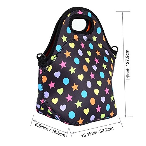 Case Wonder Neopren Wasser-Mittagessen robust isoliert tragbar Case Schule Rucksack Lunch Fall Lunch tragbar robust Zipper Case Federmäppchen, mit Zipper Strap Box Cooler Container Müllsäcke Picnic Reise Outdoor Mode Handtasche Clutch für Frauen Männer Kinder Mädchen Erwachsene schwarz - 2
