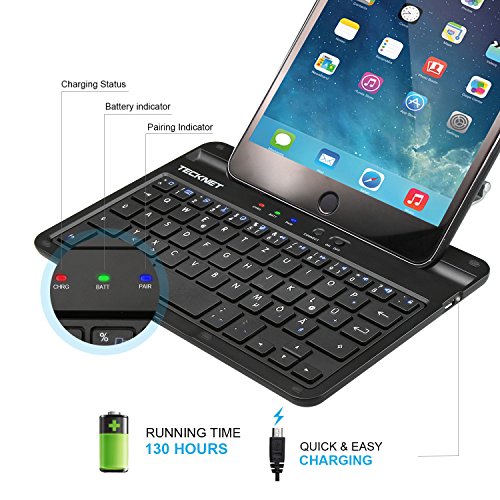 iPad Mini 4 Bluetooth Tastatur, TeckNet Drahtlose Tastatur Keyboard Case / Hülle mit 360 Grad-Umdrehung und Multi-Angle Stehen für Apple iPad Mini 4 – 2014 - 3