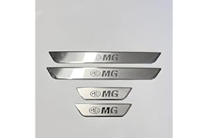 XYPDMGRE 4 Stück Edelstahl Auto Einstiegsleisten Kick Plates für MG ZS 2017-2025, Dekoration Türschwelle Aufkleber Schutzstreifen Zubehör,Silver