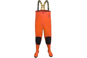 ARBEITSBEDARF24 Waders S5 Bottes de Sécurité Orange Jaune Pêche Pantalon étang lac Pantalon en caoutchouc hanches Bottes Inondations Pantalon pêcheur Bottes, orange