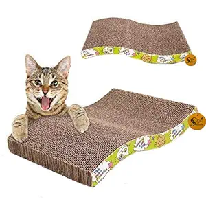 Sage Square Jumbo Size Scratching Board / Scratch Pad Cum Healthy Toy with Catnip for Cat / Kitten / Puppy/Yellow Color