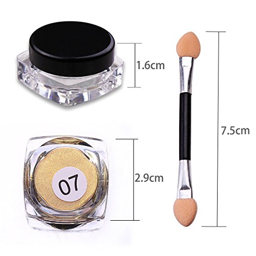 VALUE MAKERS® Pigmente/Glitzerpuder mit Chrom-Effekt für die Nägel, metallisches Finish, 3 verschiedene Farben inklusive Schwamm-Applikator, je 2g - 8