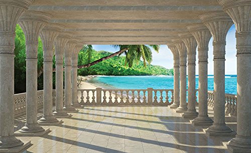 Strand Tropisch – Forwall – Fototapete – Tapete – Fotomural – Mural Wandbild – (1360WM) – XXL – 312cm x 219cm – VLIES (EasyInstall) – 3 Pieces - 5