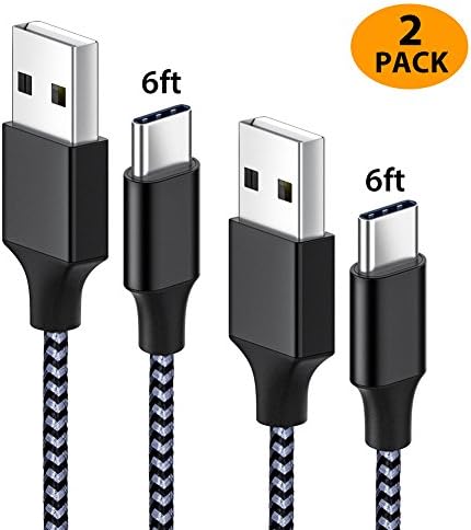 USB Type C Cable, ONEEW USB C to USB A Charger Charging Cables, 2M/6.6ft, 2 Pack Nylon Braided Fast Charging Cord for Samsung Galaxy Note 8 S8 S9 Plus , Google Pixel, Huawei P10 P9, LG, Nintendo Switch, OnePlus 5 3T