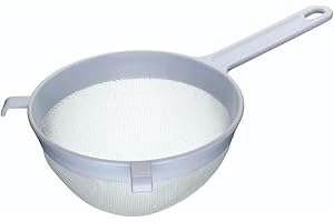 KitchenCraft Duże Sito Kuchenne, Nylonowa Siatka, Okrągłe, Plastikowe, 18 cm - Kolor Biały
