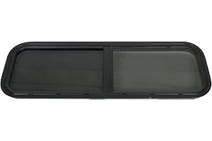 Aramox Glidande RV-Fönster 900x300 mm Rund Vinkel Svart | Härdat glas, skjutbart sidofönster, tätningslist, kompatibel med hu